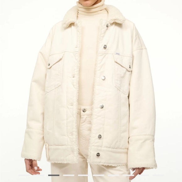 BNWT FW24 WRANGLER + STAUD REVERSIBLE BIGGEST JEAN JACKET IN CREAM MEDIUM $350 - Picture 1 of 10
